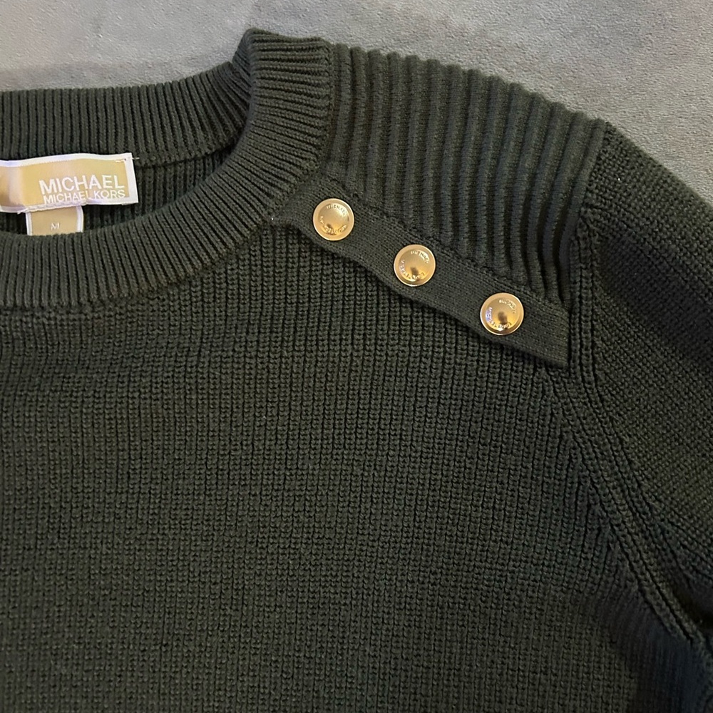 NWT Michael Michael Kors Olive Green Sweater with Gold Accents